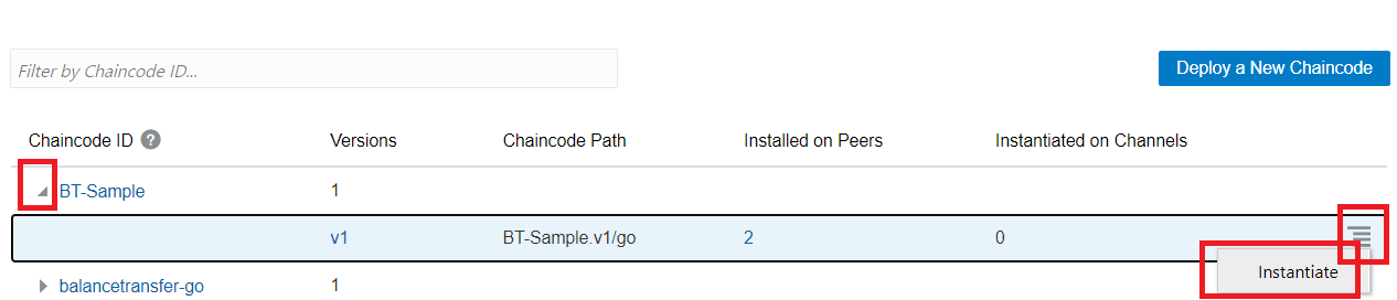 Instantiate a Chaincode