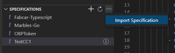 Chaincode仕様インポート